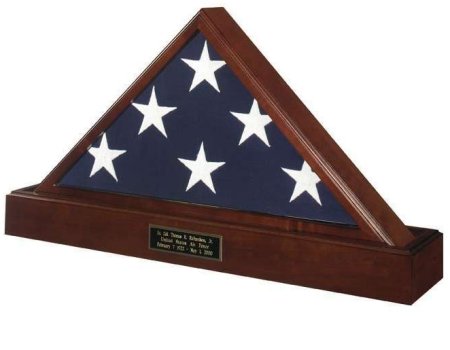 Veteran Flag Case Set with Engraved Plate Pedestal Urm. Free shipping, free personalized engraved plate. Made in America. Perfect for Veterans Day, Memorial Day, birthday or Christmas. Army, Navy, Air Force, Marines, Marine Corps, Coast Guard, law enforcement, fire