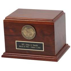 Heritage Solid Walnut Military Veteran cremains Urn made in America Army Navy Air Force Marines Coast Guard law enforcement police firefighter