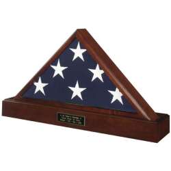Veteran Flag Case Set with Engraved Plate Pedestal Cremains Urn made in America Army Navy Air Force Marines Coast Guard law enforcement police firefighter
